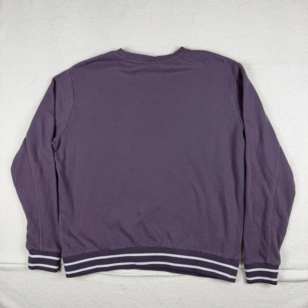 Fila Mens XXL Crewneck Sweatshirt Purple Striped Trim Pullover Logo Patch